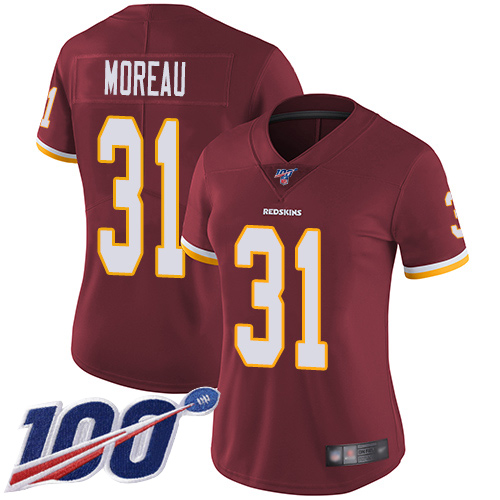 Washington Redskins Limited Burgundy Red Women Fabian Moreau Home Jersey NFL Football 31 100th